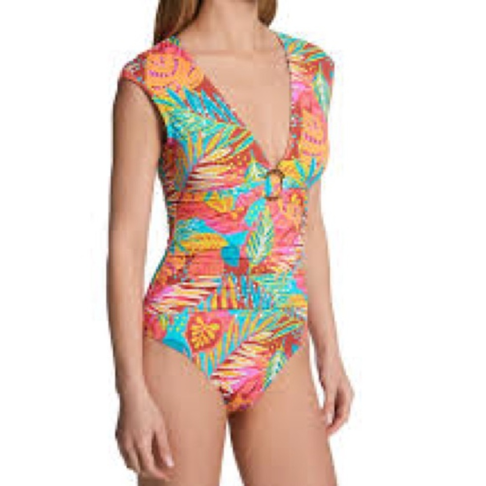 Bleu Rod Beattie The Heat is On Teal and Orange Swimsuit